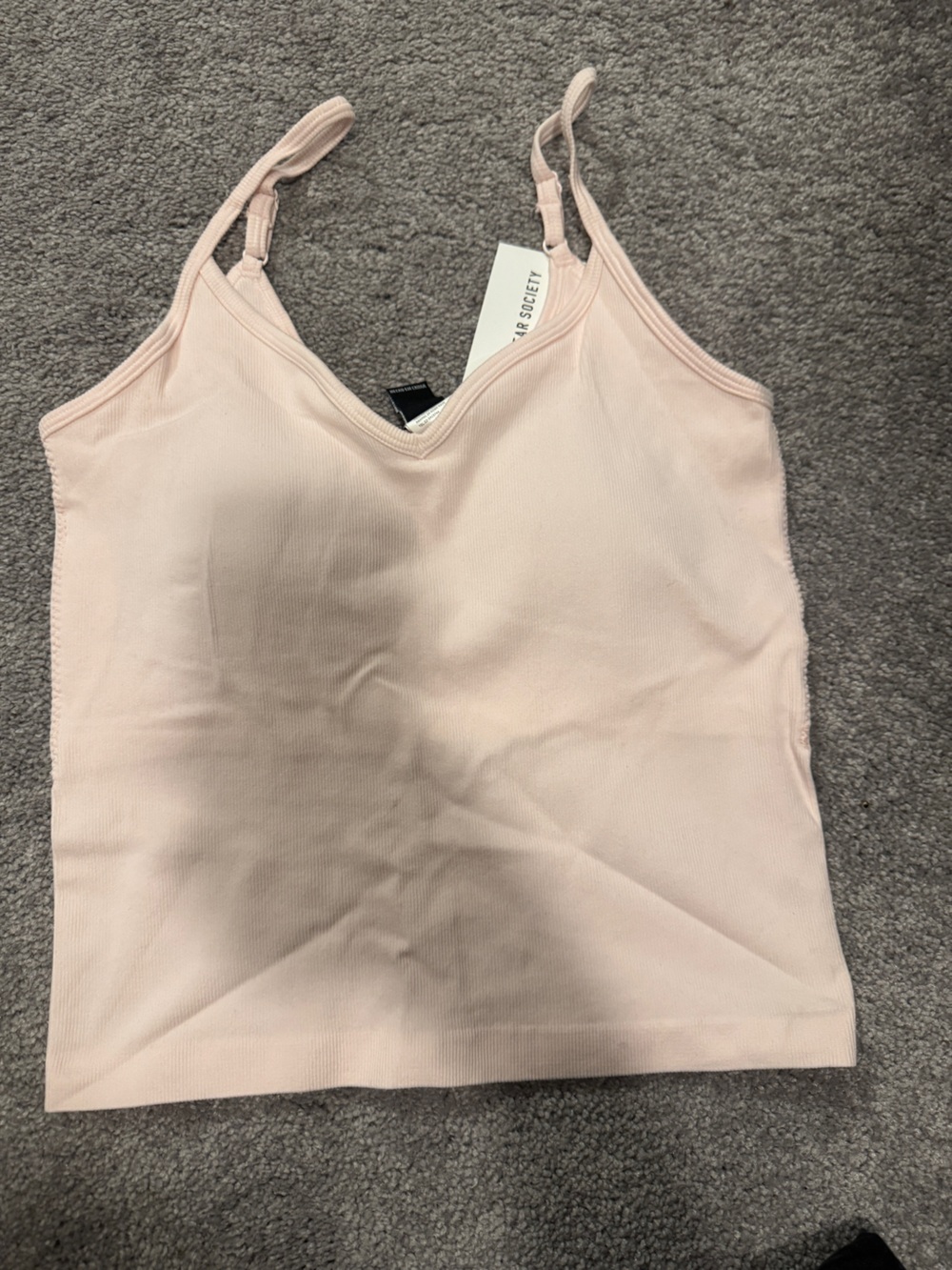 Light Pink Ribbed V-Neck Cami Top